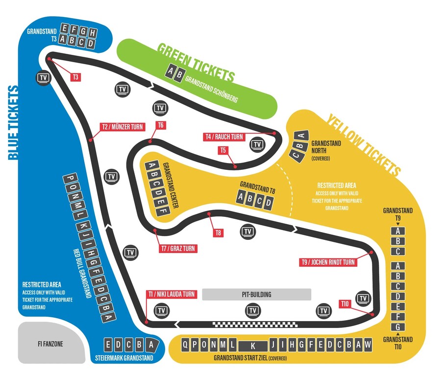 Red Bull Ring: mapa tribun