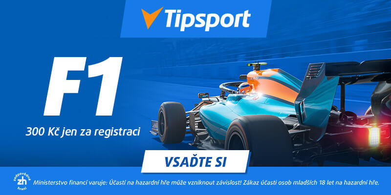 Vsaďte si na F1 u Tipsportu s bonusem 300 Kč za registraci