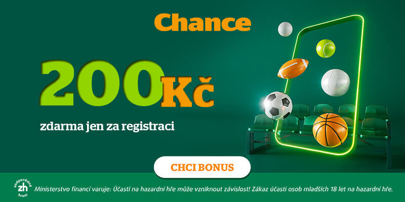 Sázková kancelář Chance - bonus 200 Kč jen za registraci