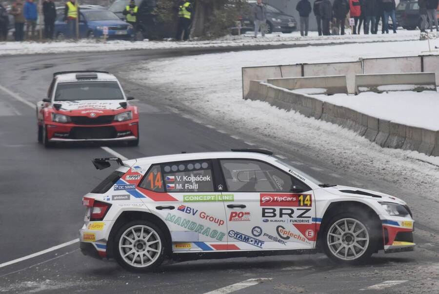 Pražský Rallysprint, na fotce Václav Kopáček se Škodou Fabii R5 (2018)